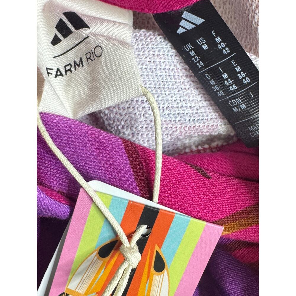 NEW ADIDAS FARM RIO Bold Pink Cropped Jacket Tropical Hoodie Size Medium - Picture 5 of 7